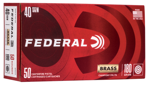 Federal Champion Training Pistol Ammunition WM5223, 40 S&W, Full Metal Jacket, 180 gr, 1000 fps, 50 Rd/Bx