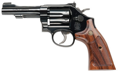 S&W 48 Classic Revolver 150717, 22 Magnum (WMR), 4 in, Wooden Target Grip, Bright Blue Finish Finish, 6 Rd