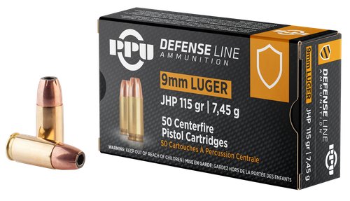 Prvi Partizan Pistol Ammunition, 9MM, Jacketed Hollow Point (JHP), 115 GR, 1145 fps, 50 Rd/bx