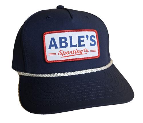 Able's Cap 258 5 Panel Classic Rope, Navy, White Rope (ACNWR)