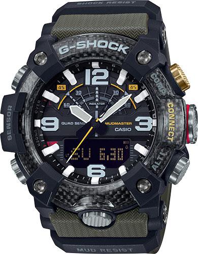Casio G-Shock Mudmaster Master of G Watch, Matte Black w/White Accents, Green Band (GGB100-1A3)