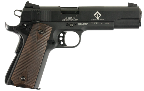 American Tactical GSG 1911 Pistol 2210M1911, 22 Long Rifle, 5 in, Checkered Wood Grip, Black Finish, 3-Dot Fixed Sights, 10 Rd