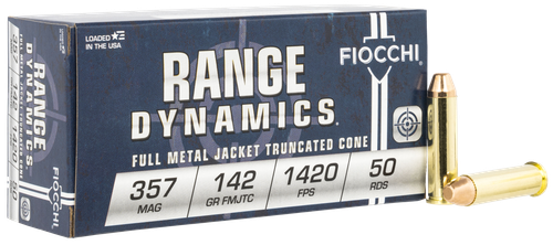 Fiocchi Shooting Dynamics Pistol Ammunition 357F, 357 Magnum, Truncated Cone Full Metal Jacket (FMJ), 142 GR, 1420 fps, 50 Rd/bx