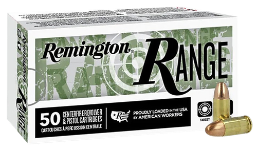 Remington Range Pistol Ammunition R27780, 9mm, FMJ, 124 gr, 1110 fps, 50 Rd/Bx