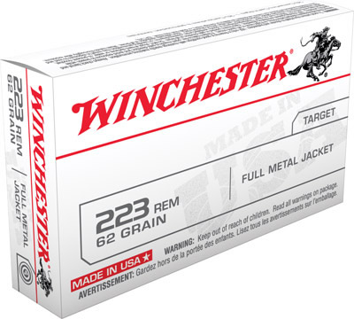 Winchester USA Rifle Ammunition USA223R3, 223 Remington, Full Metal Jacket (FMJ), 62 GR, 3100 fps, 20 Rd/bx