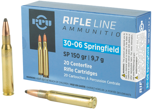 Prvi Partizan Rifle Ammunition PP30061, 30-06 Springfield,  Soft Point (SP), 150 GR, 2910 fps, 20 Rd/bx