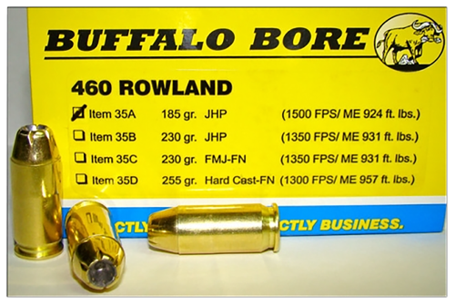 Buffalo Bore Pistol Ammunition 35A/20, 460 Rowland, JHP, 185 GR, 1524 fps, 20 Rd/Bx