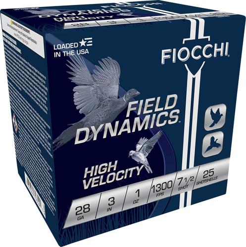 Fiocchi Field Dynamics High Velocity 283HV75, 28 Gauge, 3", 1 oz, 1300  fps, 7.5 Shot, 25 Rd/bx