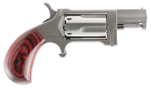 North American Sidewinder Revolver, 22 Magnum (WMR), 1.63 in, Rosewood Grip, Silver Finish, 5 Rd