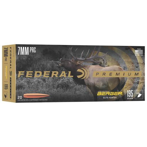 Federal Premium Rifle Ammunition, 7mm PRC, Berger Elite Hunter, 195 gr, 2760 fps, 20 Rd/Bx