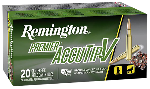 Remington Premier Accutip Rifle Ammunition PRA204A, 204 Ruger, Accutip-V, 32 GR, 4225 fps, 20 Rd/bx