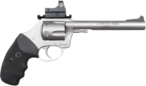 Charter Mastiff Target Revolver 79965, 9mm Luger, 6in, Black Rubber Grips, Steel Frame Finish, 5 Rds