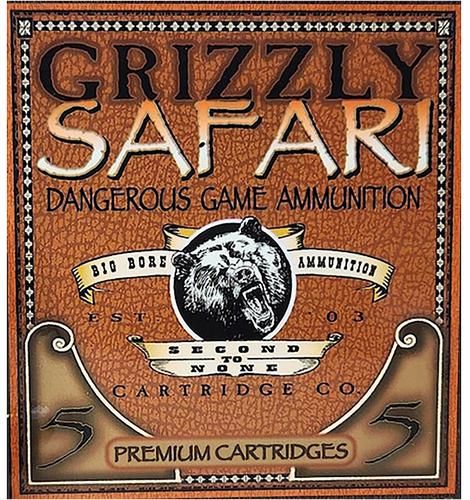 Grizzly Ammunition Safari Rifle Ammunition GC45RG5, 450 Rigby, Solid Brass, 500  GR, 5 Rd/bx