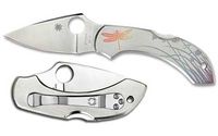 Spyderco Dragonfly Folding Knife, Plain Edge, Stainless Handle (C28PT)
