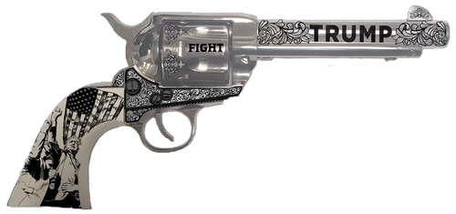 Traditions 1873 Trump-Fight Revolver SAT73132FT, 45 Long Colt, 5.50", White PVC w/Trump Design Grips, Engraved Finish, 6 Rds
