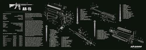 Slip 2000 AR-15 Exploded Blueprint Cleaning Mat (MAT-AR15)