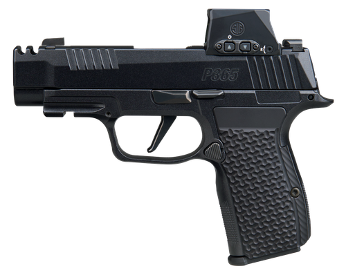 Sigarms P365 AXG LUXE w/Optic Pistol, 380 ACP, 3.10in, Custom LOK Grips, Black Pearlescent Cerakote Finish, 12 Rds