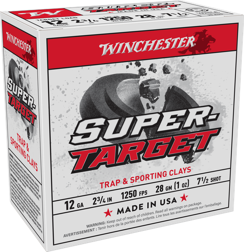 Winchester Super Target Shotshells TRGT12507, 12 Gauge, 2-3/4", 1 oz, 1250 fps, #7.5 Lead Shot, 25 Rds/Bx