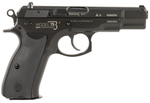 CZ 75 BD 50th Anniversary Pistol 91107, 9mm, 4.60in, Black Plastic Grips, Black Polycoat Finish, 16 Rds