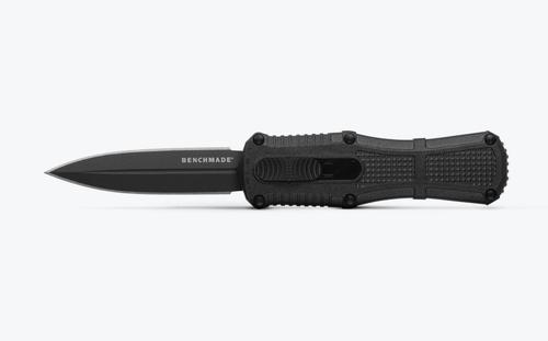 Benchmade Mini Claymore Out the Front Automatic Knife w/Smoke Gray Double Edge Dagger Blade, Black Grivory Handle (3375GY)