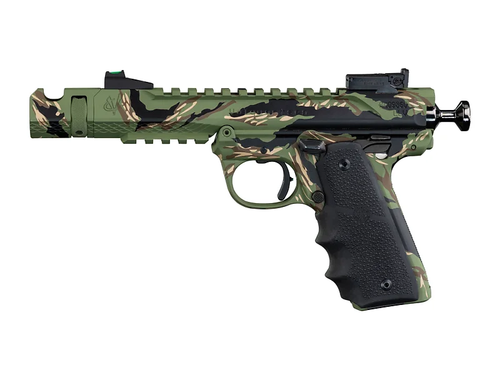 Volquartsen Black Mamba Pistol, 22 Long Rifle, 4.5", Hogue Grip, Predator Stripe Camo, Fiber Optic Sight, 10 Rds