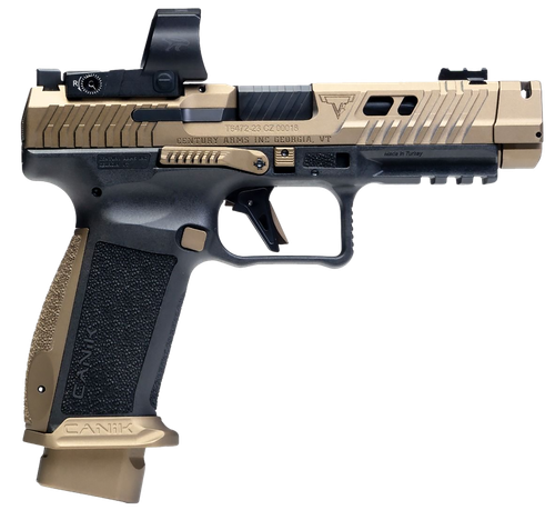 Canik TTI Combat Full Size HG7854V-N, 9mm, 4.6", Fluted/Ported Barrel, Burnt Bronze Cerakote, w/MECANIK MO3 RDS, Serrated Slide, w/Picatinny Rail, 21 Rnd