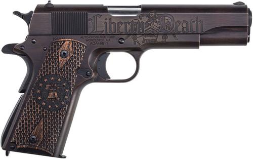 Auto-Ordnance 1911 A1 Liberty Pistol 1911BKOC6, 45 ACP, 5 in, Wood Grip, Engraved Finish, 7 Rd