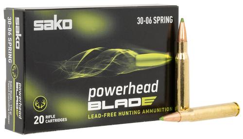 Sako PowerHead Rifle Ammunition JASPHB3006170B, 30-06 Springfield, 170 gr, 20 Rd/Bx