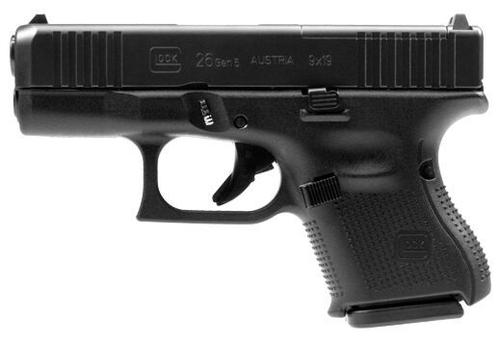 Glock 26 Gen 5 MOS w/Front Serrations UA265S201MOS, 9mm, 3.43 in, MOS Cut, Black Synthetic Grip, Black Finish, 10 Rd, Made in USA