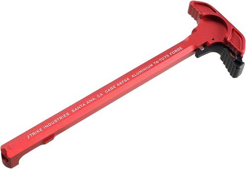 Strike Industries AR Charging Handle with Extended Latch Aluminum Red Hardcoat Andozied (SIARCHELRED)