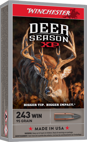 Winchester Deer Season XP Rifle Ammunition X243DS, 243 Winchester, Extreme Point Polymer Tip, 95 GR, 3100 fps, 20 Rd/bx