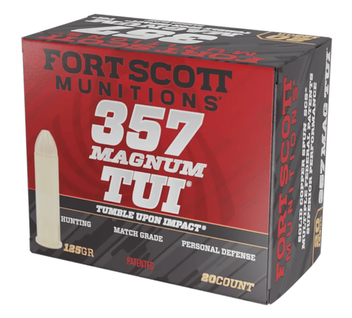 Fort Scott Munitions TUI Pistol Ammunition 357MAG125SCV, 357 Mag, Solid Copper Spun, 125 gr, 1424 fps, 20 Rd/Bx