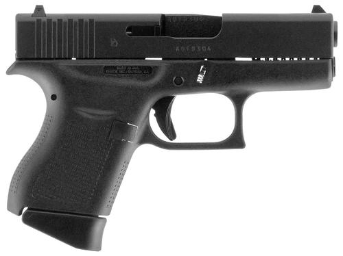 Glock G43 Subcompact Pistol G43US, 9mm Luger, 3.41", Textured Polymer Beavertail Grips, Black Finish, 6 Rds