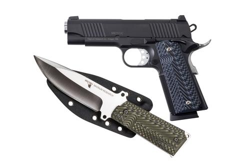 Magnum Research Desert Eagle 1911 Pistol DE1911C-K, 45 ACP, 4.33in, G10 Black/Blue Grips, w/Knife, 8 Rds