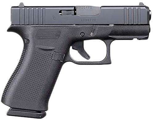 Glock G43X Pistol UX4350201FR, 9mm Luger, 3.41in, Black Textured Grips, Black Finish, 10 Rds