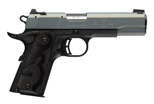 Browning Arms 1911 Black Label Pistol 051899490, 22 LR, 4.25", Black Laminate Wood Grips, Matte Black Finish, Northern Lights Cerakote Slide, 10 Rds