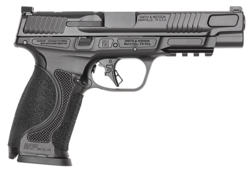 Smith and Wesson M&P9 M2.0 Metal Optic Ready Pistol, 9mm, 5in, Interchangeable Backstrap Grips, Black Armornite Finish, 15 Rds
