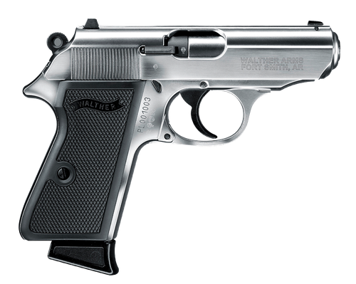 Walther PPK/S Semi-Auto Pistol 5030320, 22 LR, 3.35", Black Plastic Grip, Nickel Finish, 10 Rd