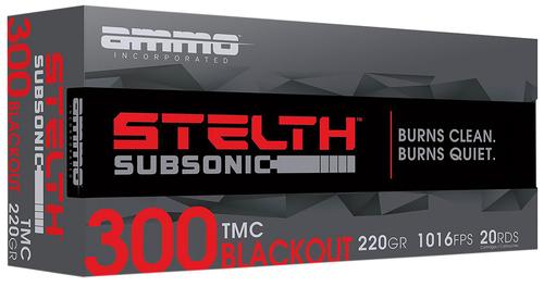 Ammo Inc Stelth Rifle Ammunition 300B220TMCSTLA20, 300 Blackout, Total Metal Case, 220 gr, 1016 fps, 20 Rd/Bx