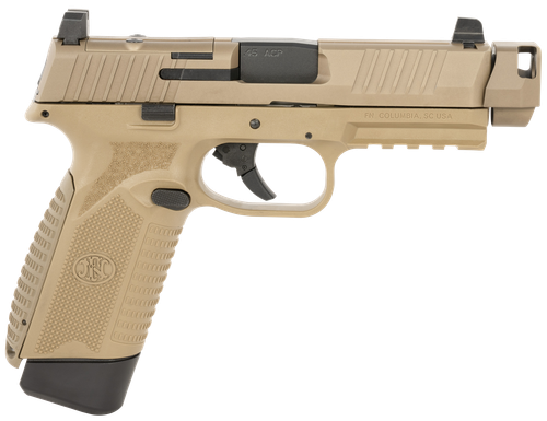 FN Herstal 545 MRD Compensated Optic Ready Pistol 66102136, 45 ACP, 4.43in, Interchangeable Backstrap, Flat Dark Earth Finish, 15 Rds