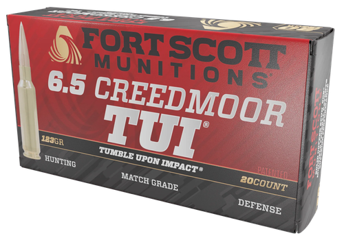 Fort Scott Munitions TUI Rifle Ammunition 65CM123SCV11, 6.5 Creedmoor, Solid Copper Spun, 123 gr, 2768 fps, 20 Rd/Bx