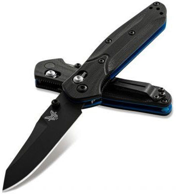 Benchmade Mini Osborne Folding Knife w/Black Coated Stainless Steel Reverse Tanto Blade, G10 Handle (945BK-1)
