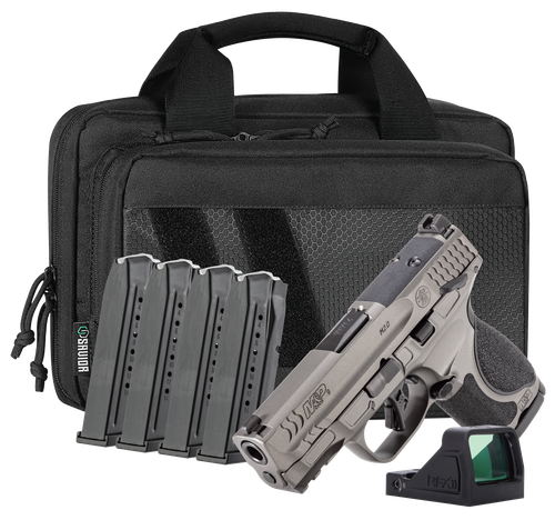 Smith and Wesson M&P M2.0 Bundle Pistol, 9mm, 3.60in, Interchangeable Backstrap Grips, Tungsten Gray Cerakote Finish, 15 Rds