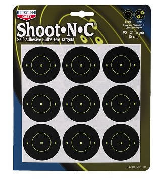 Birchwood Casey 34210 Shoot-N-C AR215 2" Self Adhesive Round Targets 10 Pack