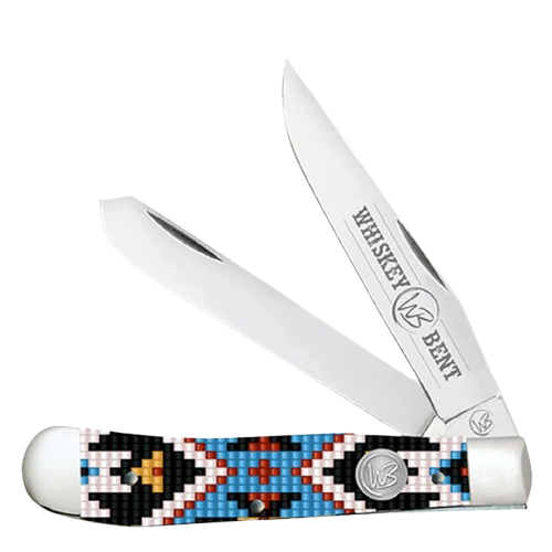 Whiskey Bent Knives Trapper Knife w/Clip Point & Spey Blade, Sky Bead Handle (WB11-38)