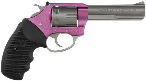 Charter Arms Pathfinder Lite Rimfire Revolver 52232, 22 LR, 4.20", Black Rubber Grip, Pink Finish, 6 Rd