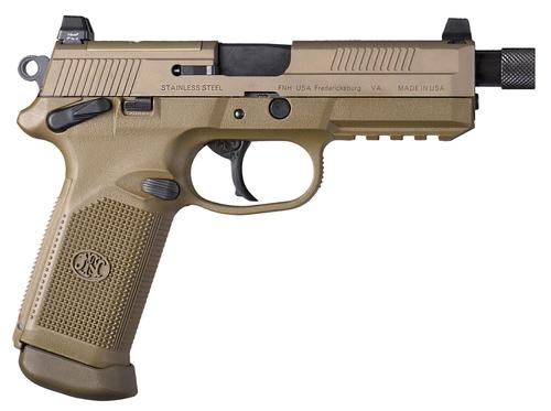 FN Herstal FNX 45 Tactical Pistol 66982, 45 ACP, 5.3", Flat Dark Earth Interchangeable Backstrap Grips, Flat Dark Earth Finish, 10 Rds