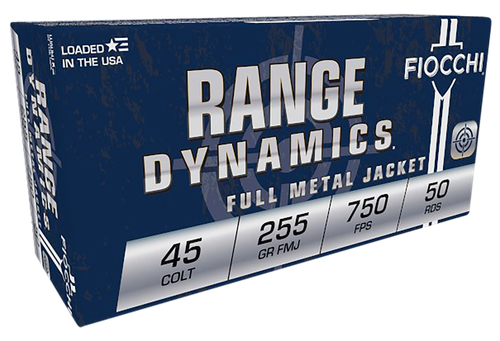 Fiocchi Training Dynamics Pistol Ammunition 45LCCMJ, 45 LC, Complete Metal Jacket, 225 gr, 750 fps, 50 Rd/Bx