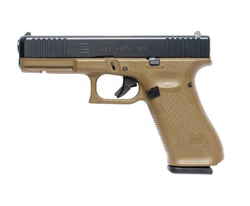 Glock G17 G5 Pistol PA175S201DE, 9mm, 4.49in, FDE Frame Grips, 10 Rds