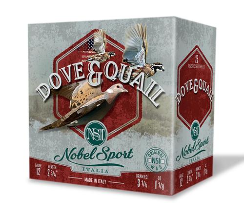 Nobel Sport Dove & Quail Shotshells ANSF126, 12 Gauge, 2-3/4", 1 1/8 oz, 1255 fps, #6 Lead Shot, 25 Rds/box